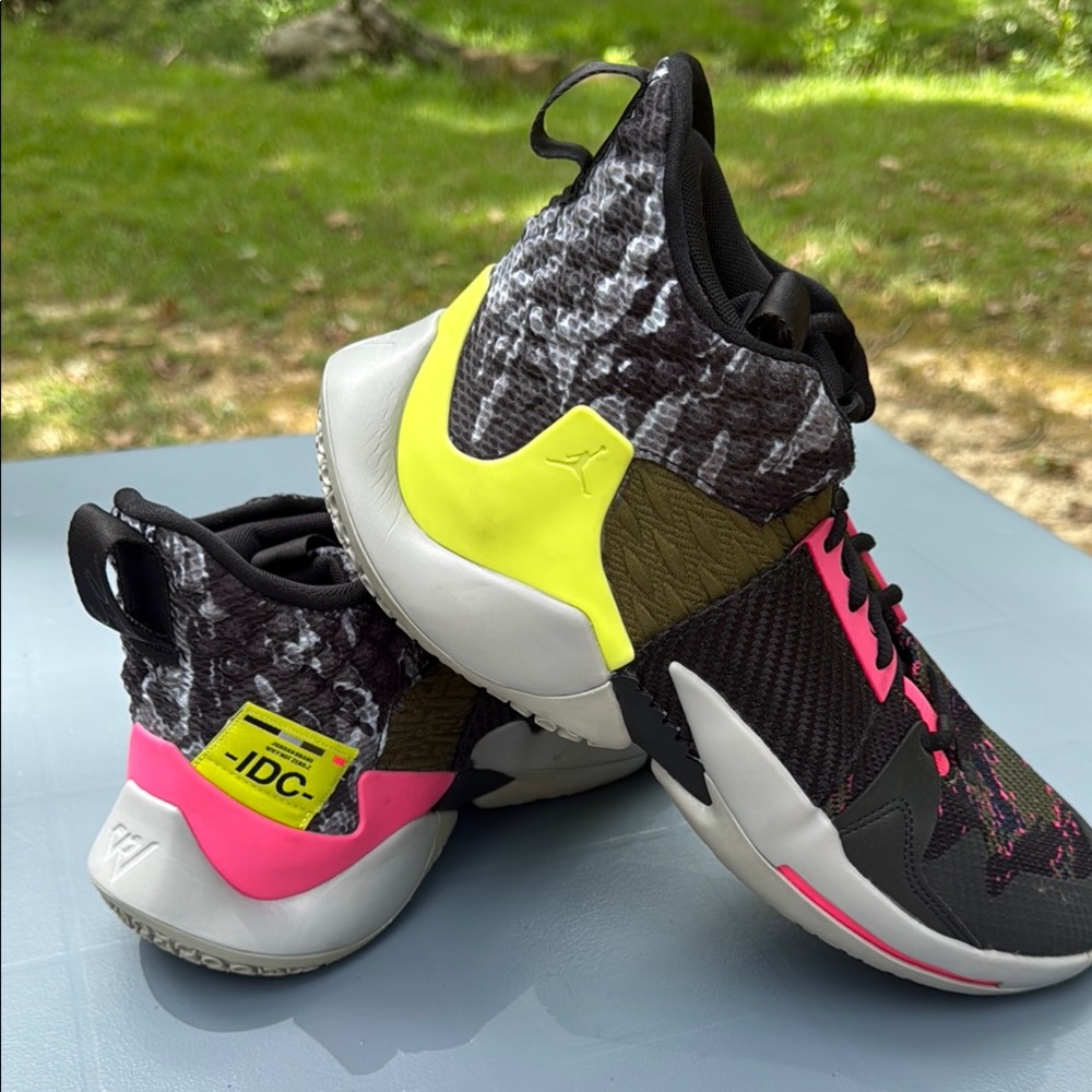 Jordan I Don’t Care Black and Pink Sneakers Hi Tops New